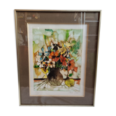 Lithographie de Claude Sauzet "Bouquet" de 1983