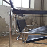 Bauhaus modernist leather chrome armchairs