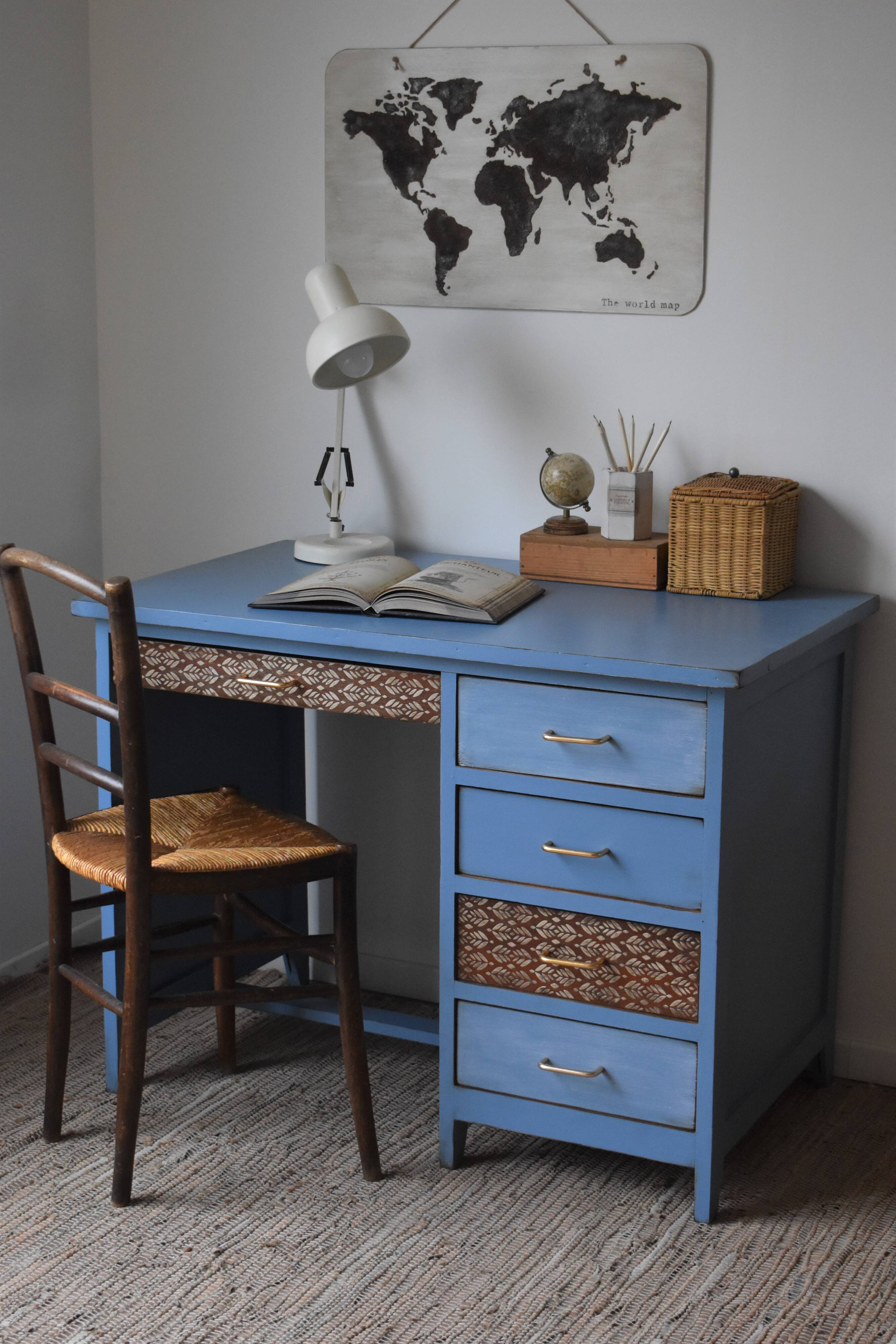 Vintage blue horizon desk