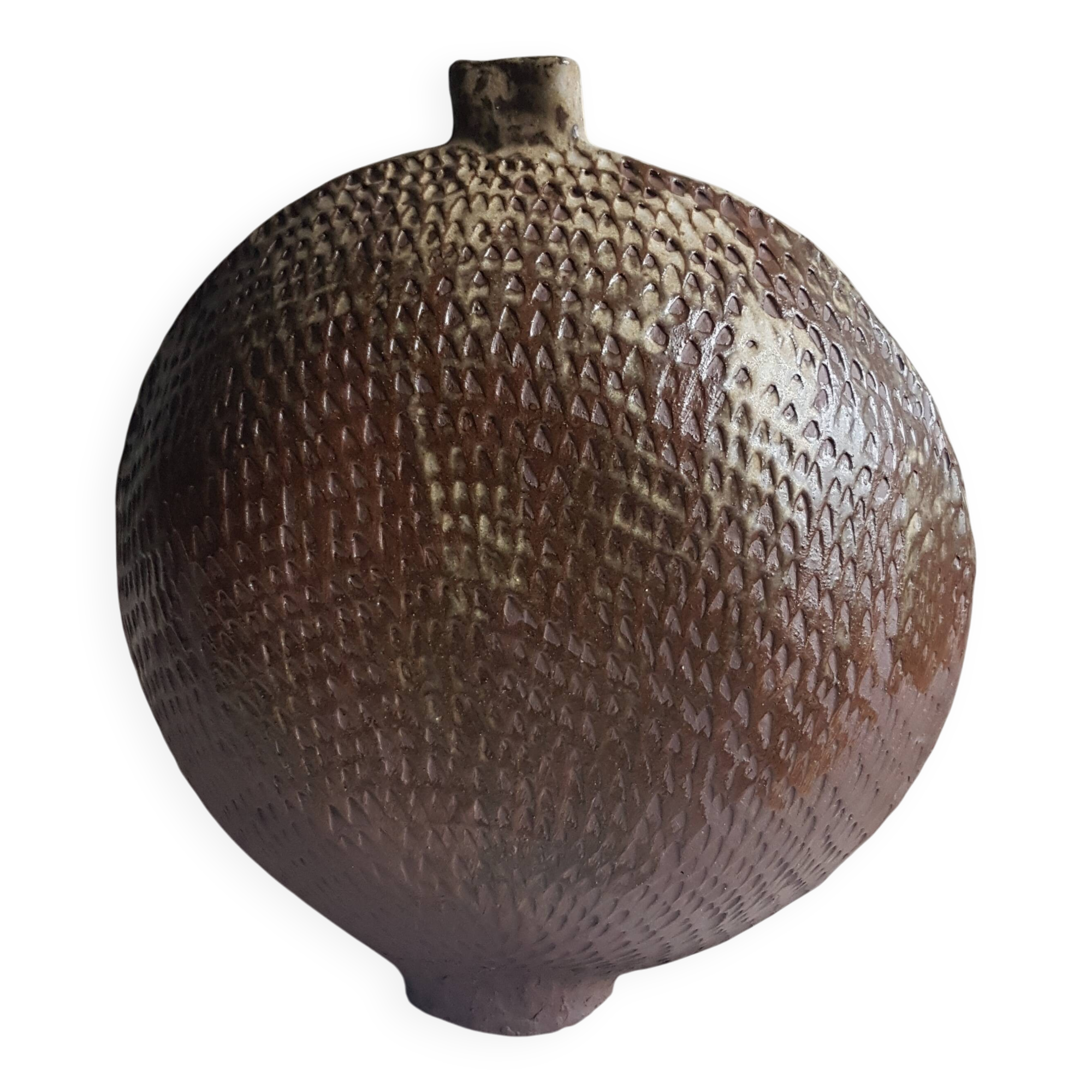 Large tambourine vase in stoneware