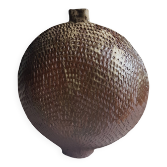 Large tambourine vase in stoneware