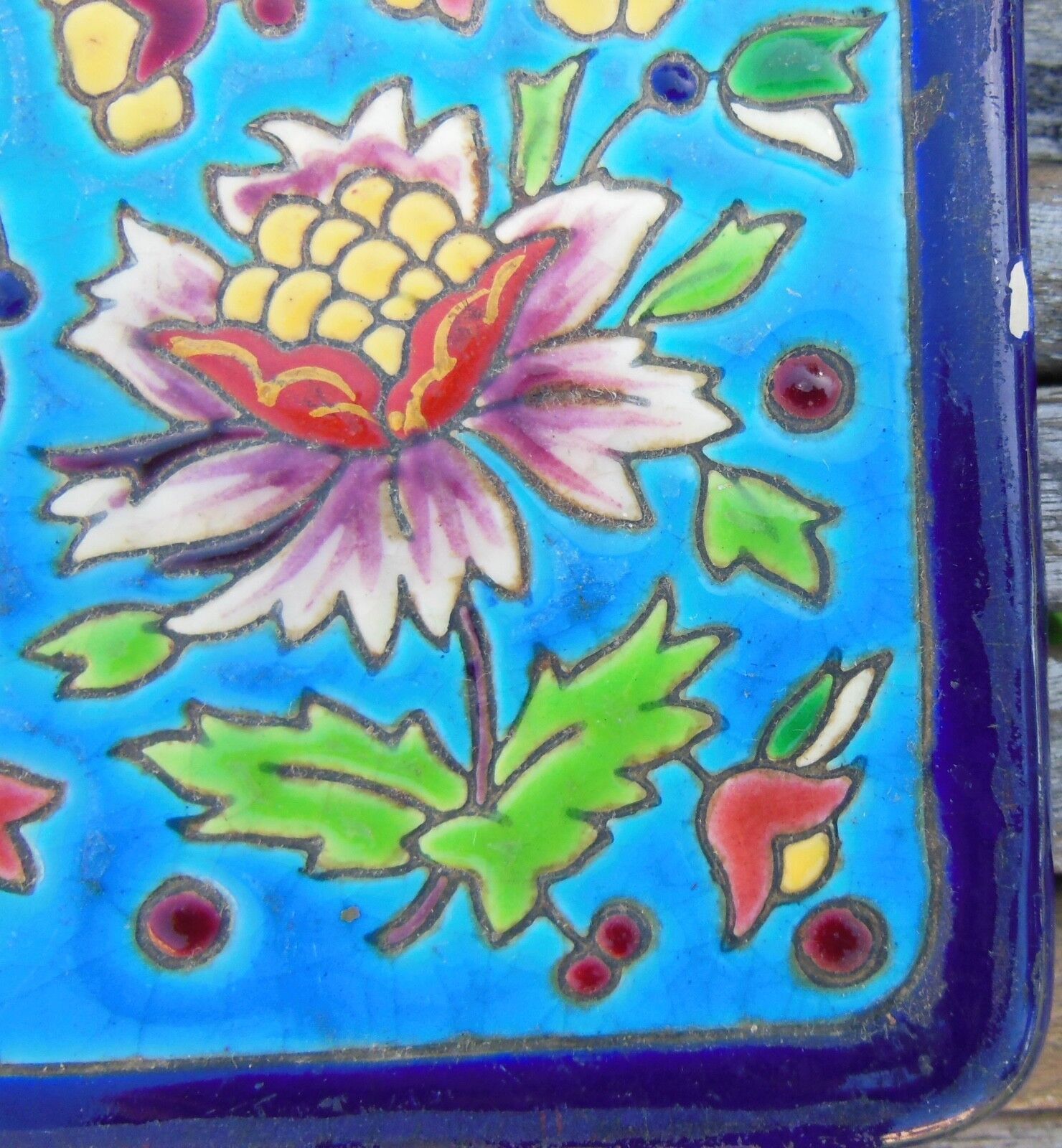 CLOISONNÉ DE LONGWY SOUS PLATE - RARE DÉCOR by LONGWY