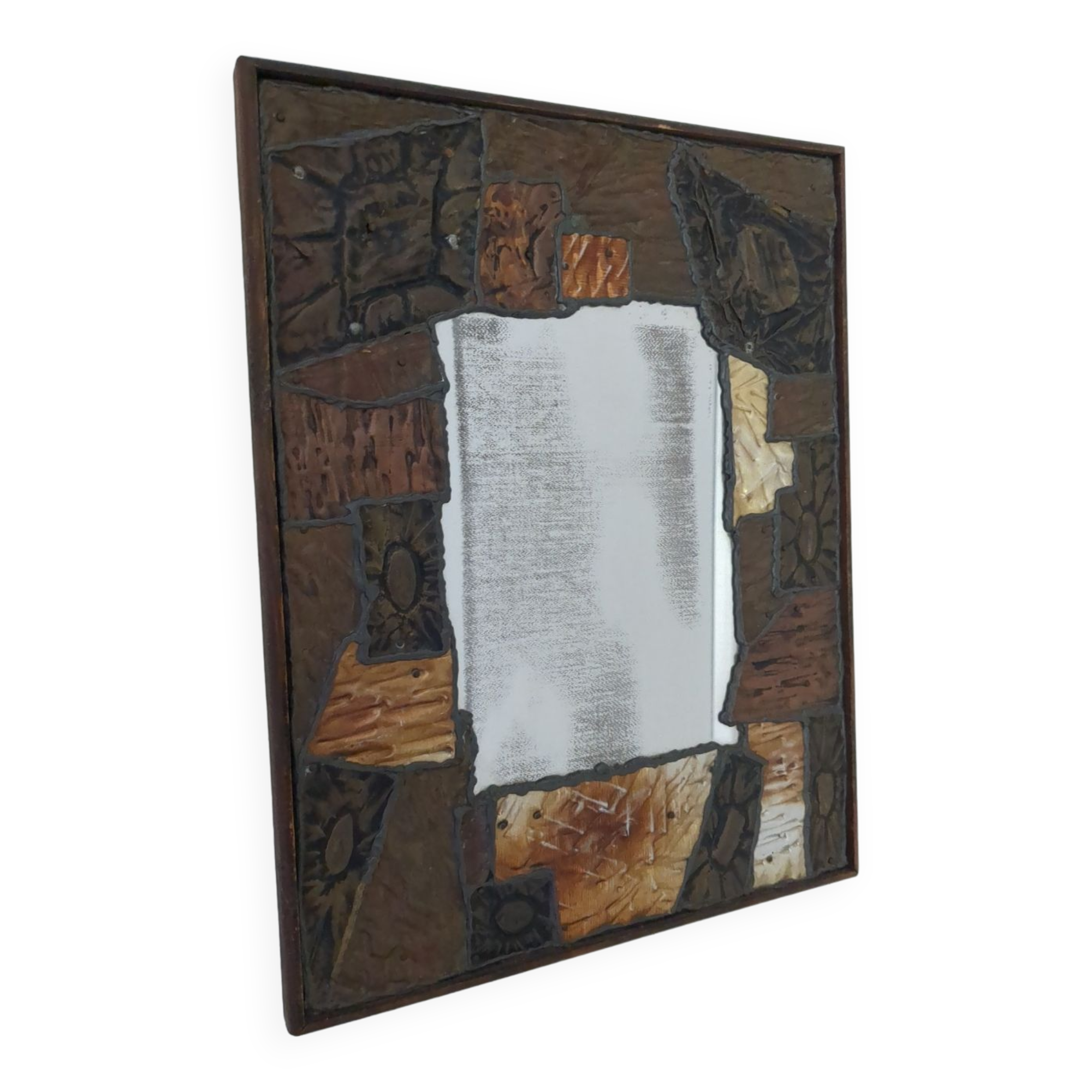 Rare old brutalist design mirror from the 70s