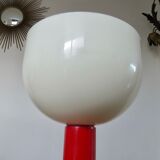 Red lacquered wood lamp and light diffuser in perspex 1980