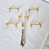12 Vintage Cutlery Holders or Knife Holders in Gold Metal