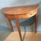 Old wooden half moon table