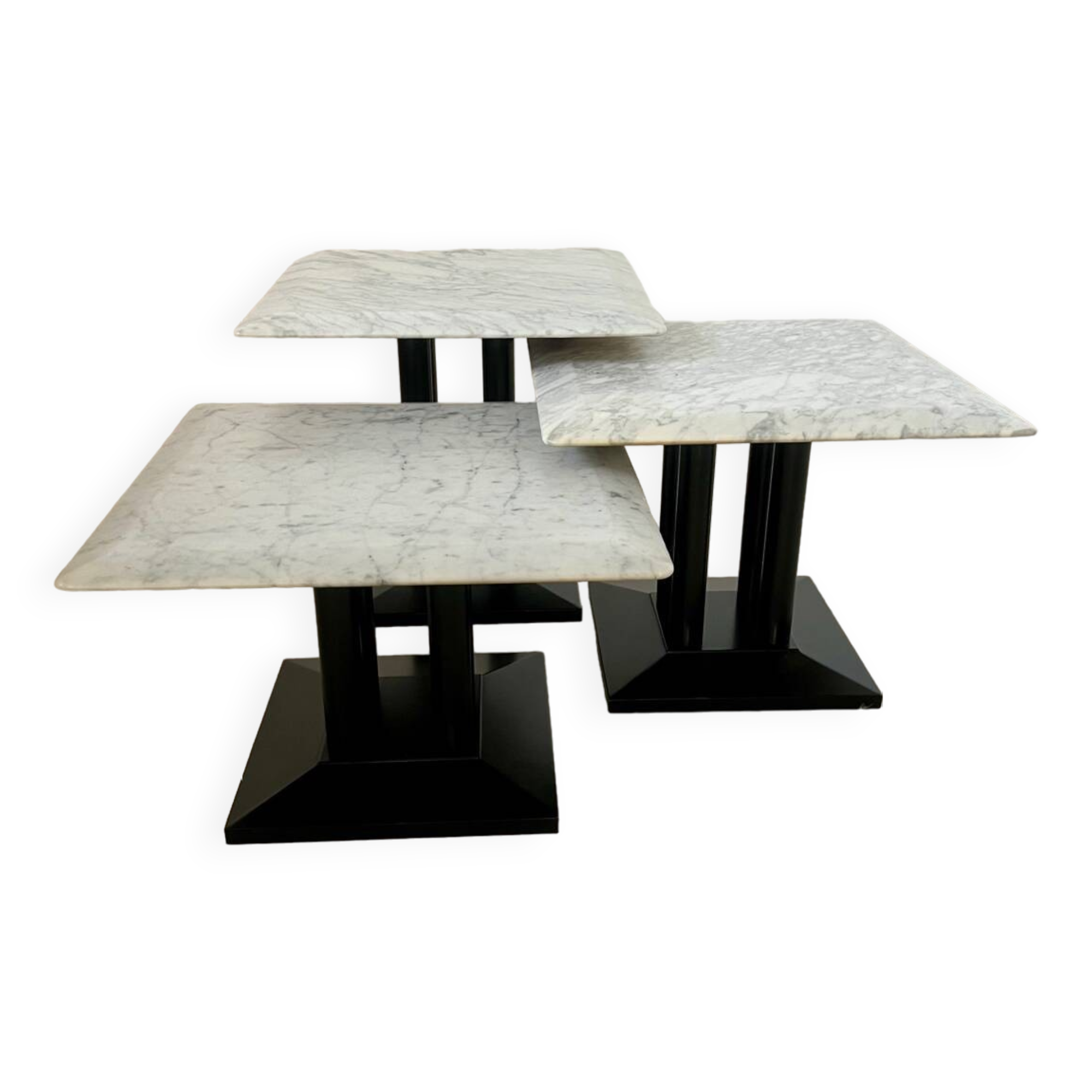 Italian design nesting marble coffee table set from the 70s vintage