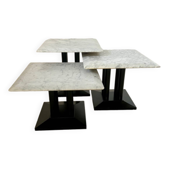 Ensemble table basse en marbre gigogne design italien des années 70 vintage