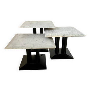 Italian design nesting marble coffee table set from the 70s vintage