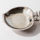 Vintage 1960s silver-plated catchall, double heart shell with ring handle.