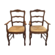Pair of straw seating armchairs