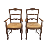 Pair of straw seating armchairs