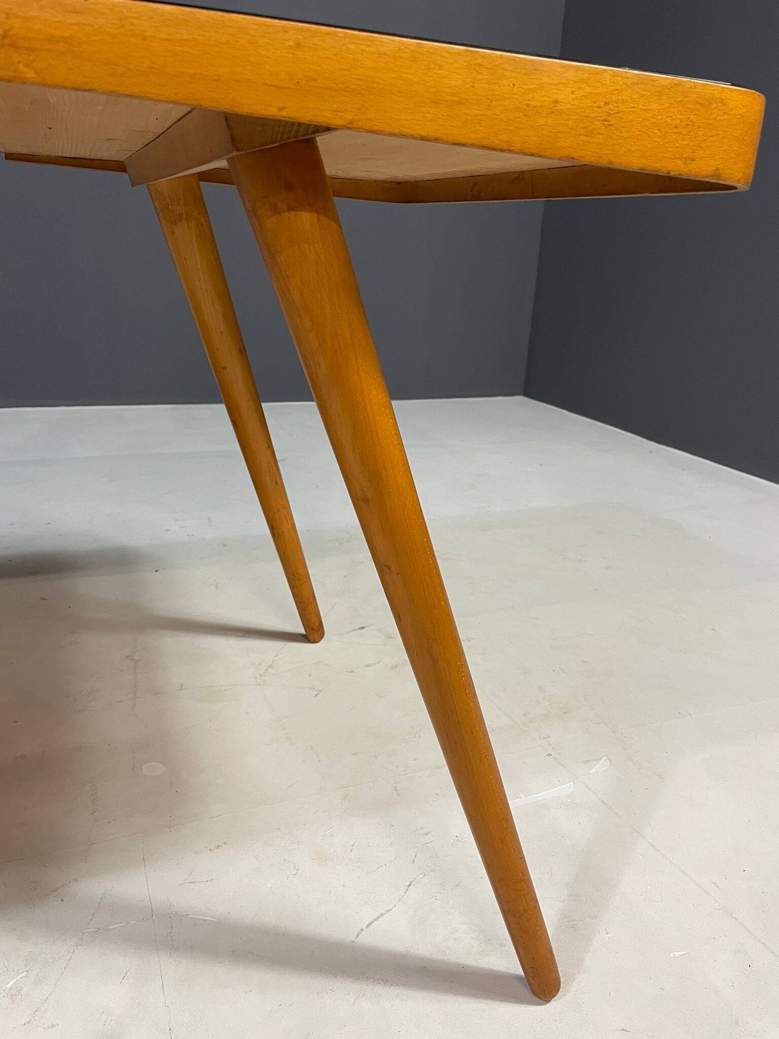 Mid-Century Coffee Table by Interiér Praha with Opaxite Glass Top, 1960s