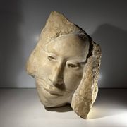 Marble bust/mask sculpture, Georg Glaser "Woman's Face" ca 1980