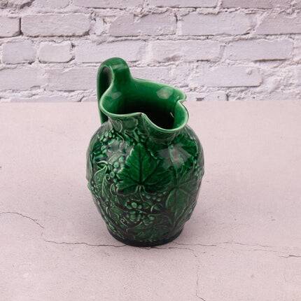 Vintage Wedgwood pitcher in green majolica - Vine and grape.