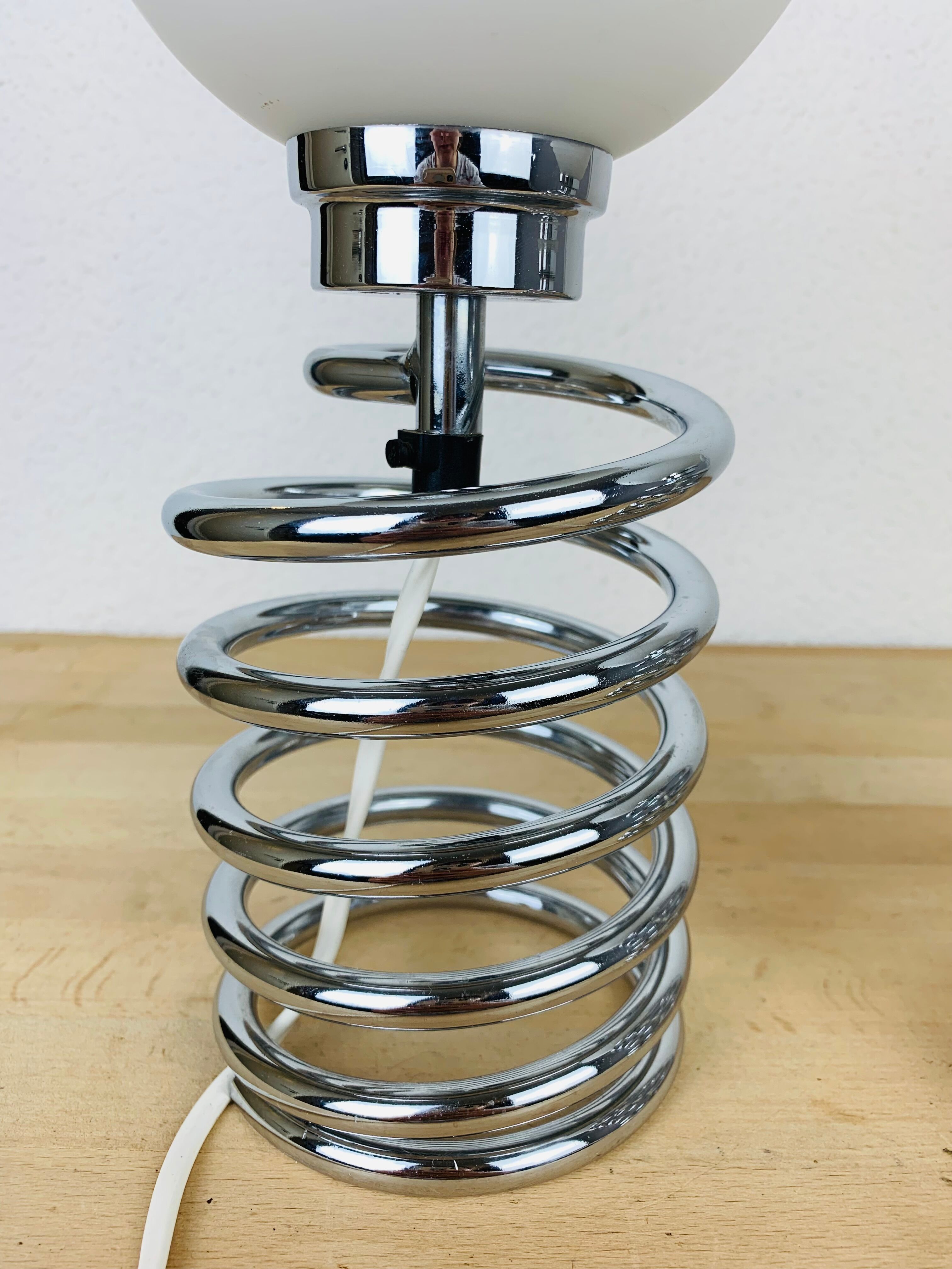 Pair of lamps spring chrome 70s