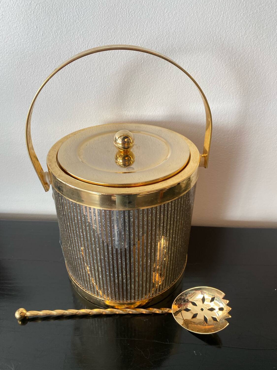 Vintage Hollywood Regency Gold Ice Bucket