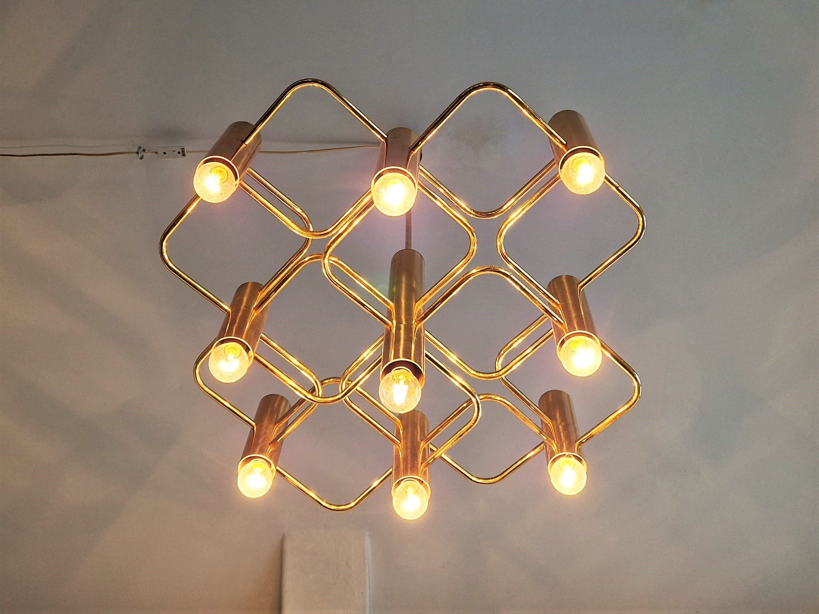 Brass chandelier by Sciolari for Boulanger, Belgium 1970's