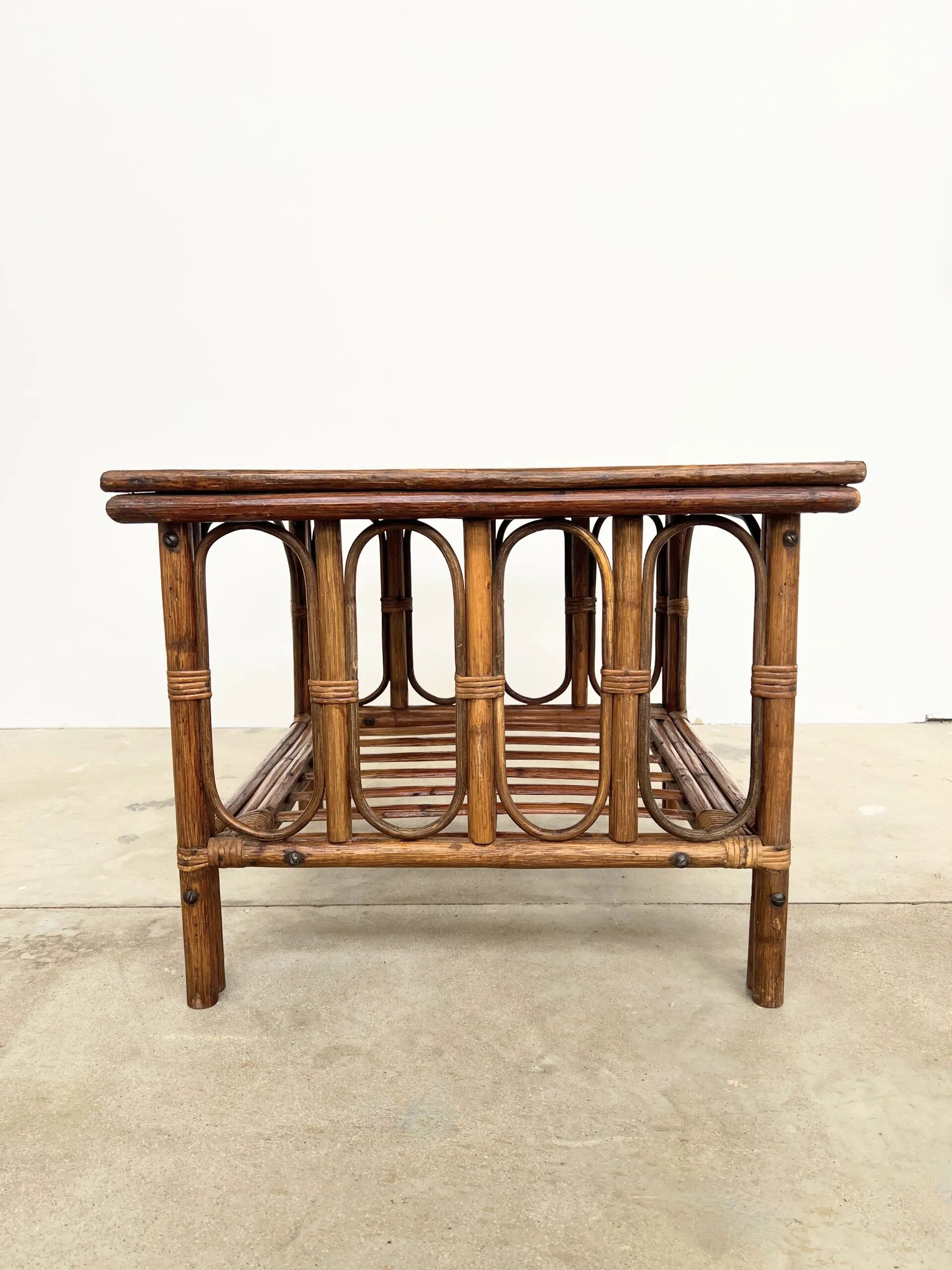 Square Coffee Table in Rattan & Bamboo – Removable Top