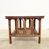 Square Coffee Table in Rattan & Bamboo – Removable Top