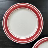 Pair of red striped plates