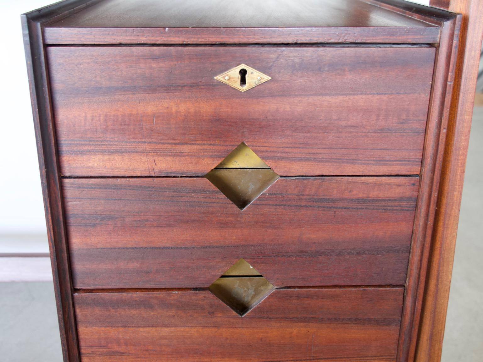 Small Italian wooden desk with brass details.