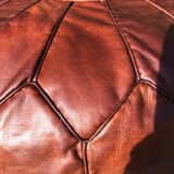 Round leather floor pouf