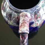 Blue flamée earthenware pitcher