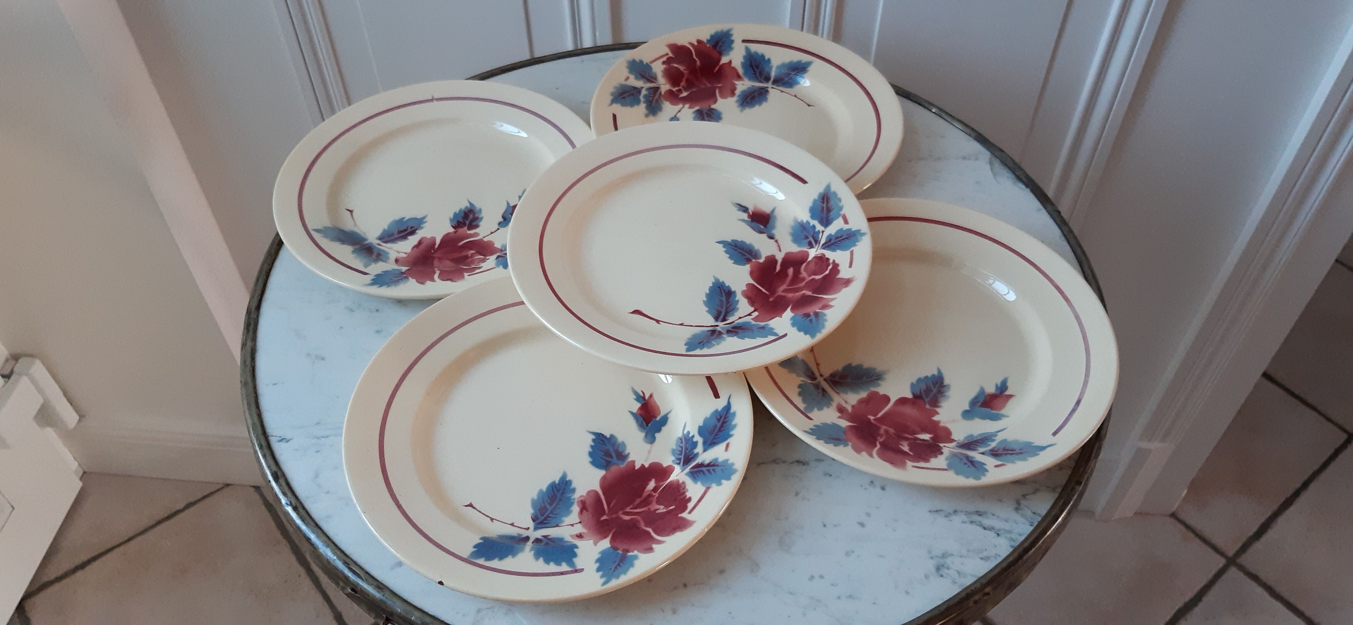 Set of 5 flat plates Moulin des Loups