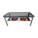Vintage coffee table in ceramic and smoked glass
