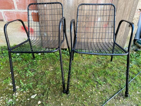 Paire Fauteuil Ancien EMU RIO Métal Noir Vintage