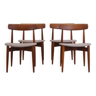 Set of four teak chairs, Danish design, 1960s, designer: H.W. Klein