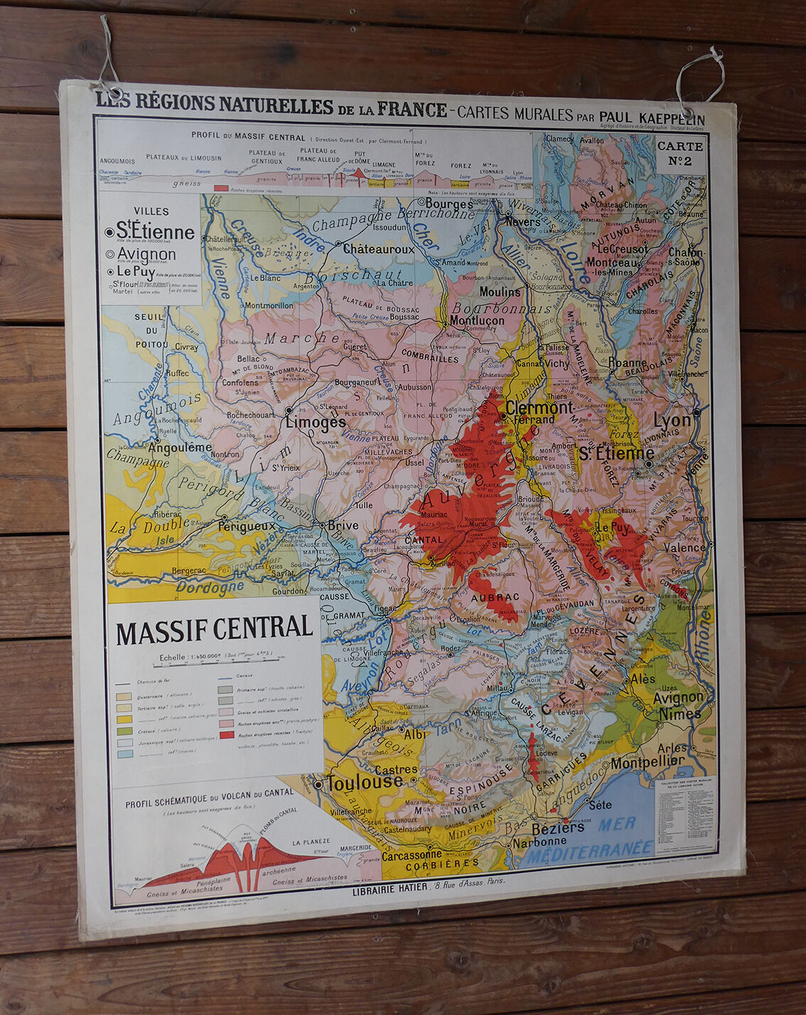 Old school map "Le Massif Central" No.2 Hatier