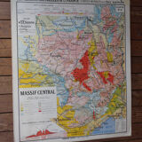 Old school map "Le Massif Central" No.2 Hatier