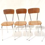 Set of 3 formica chairs wood color