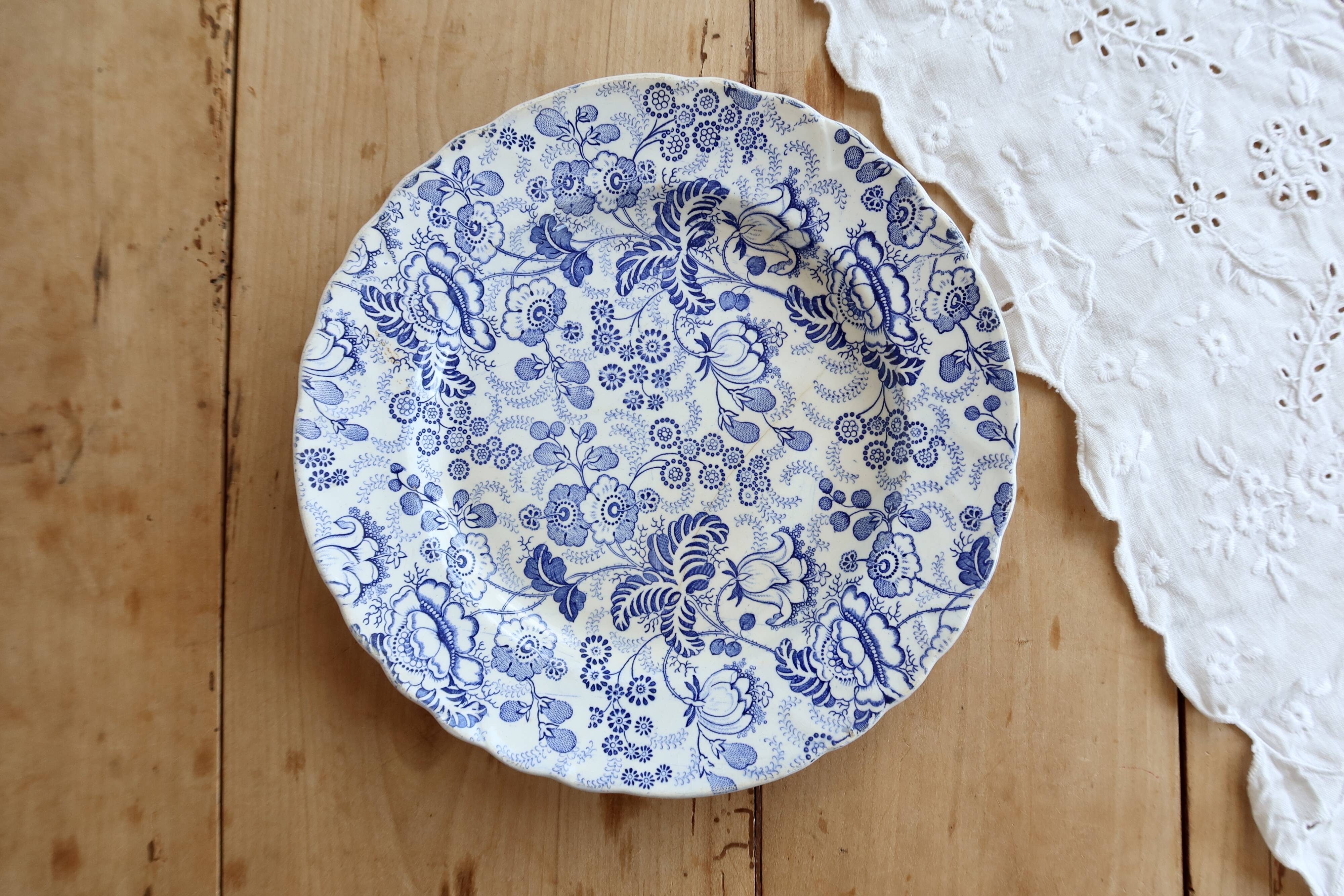 Antique plate Jules Vieillard Bordeaux – Opaque blue and white porcelain