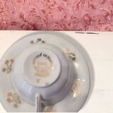 6 vintage white and gold porcelain teacups – 50s style – paste