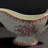 Saucière faience pink decoration brand V in hollow XIXth