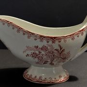 Saucière faïence décor rose marque V en creux XIXème