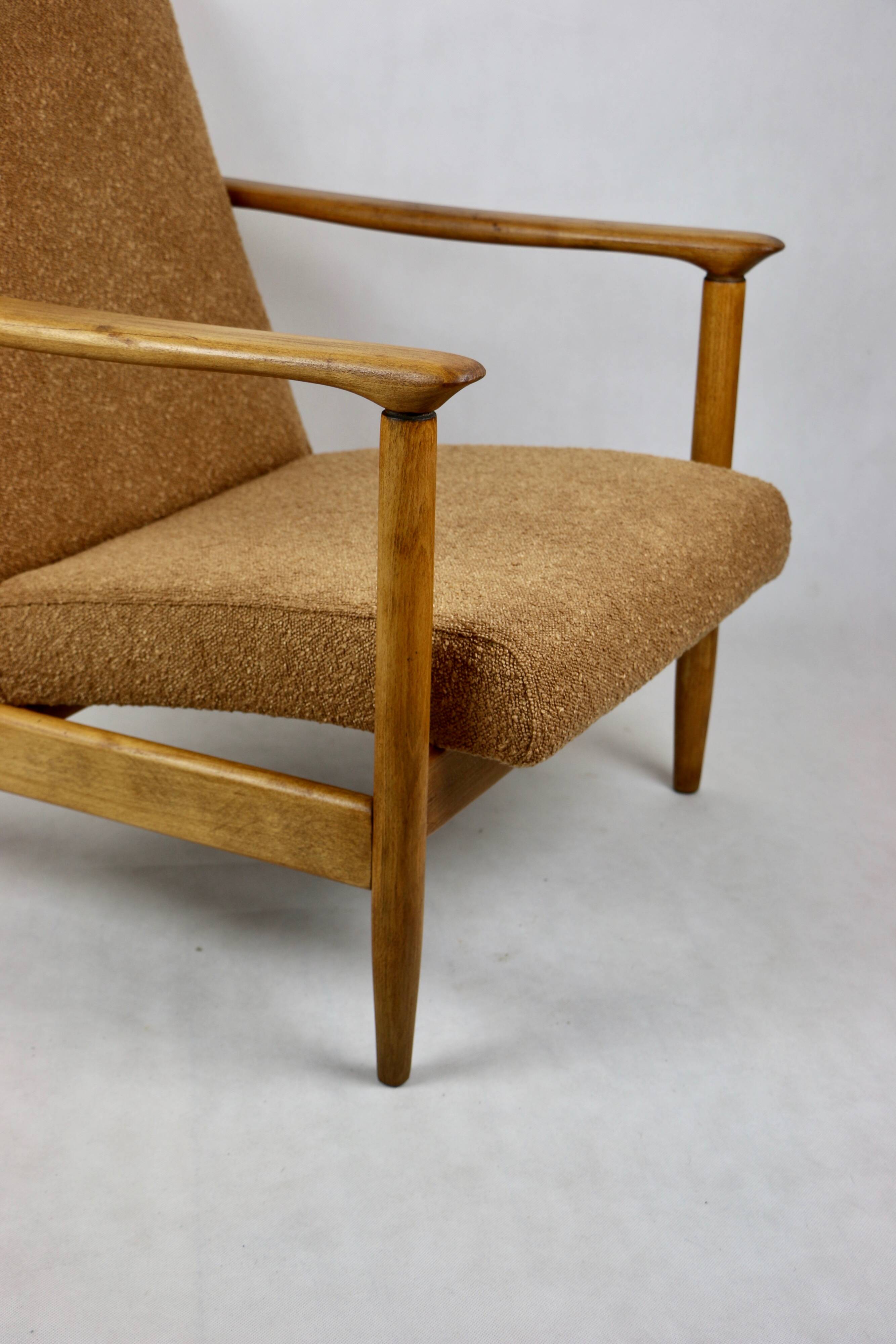 GFM-142 Armchair in Coral Gold Bouclé attributed to Edmund Homa, 1970s