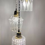 Vintage triple globe pendant light in molded glass