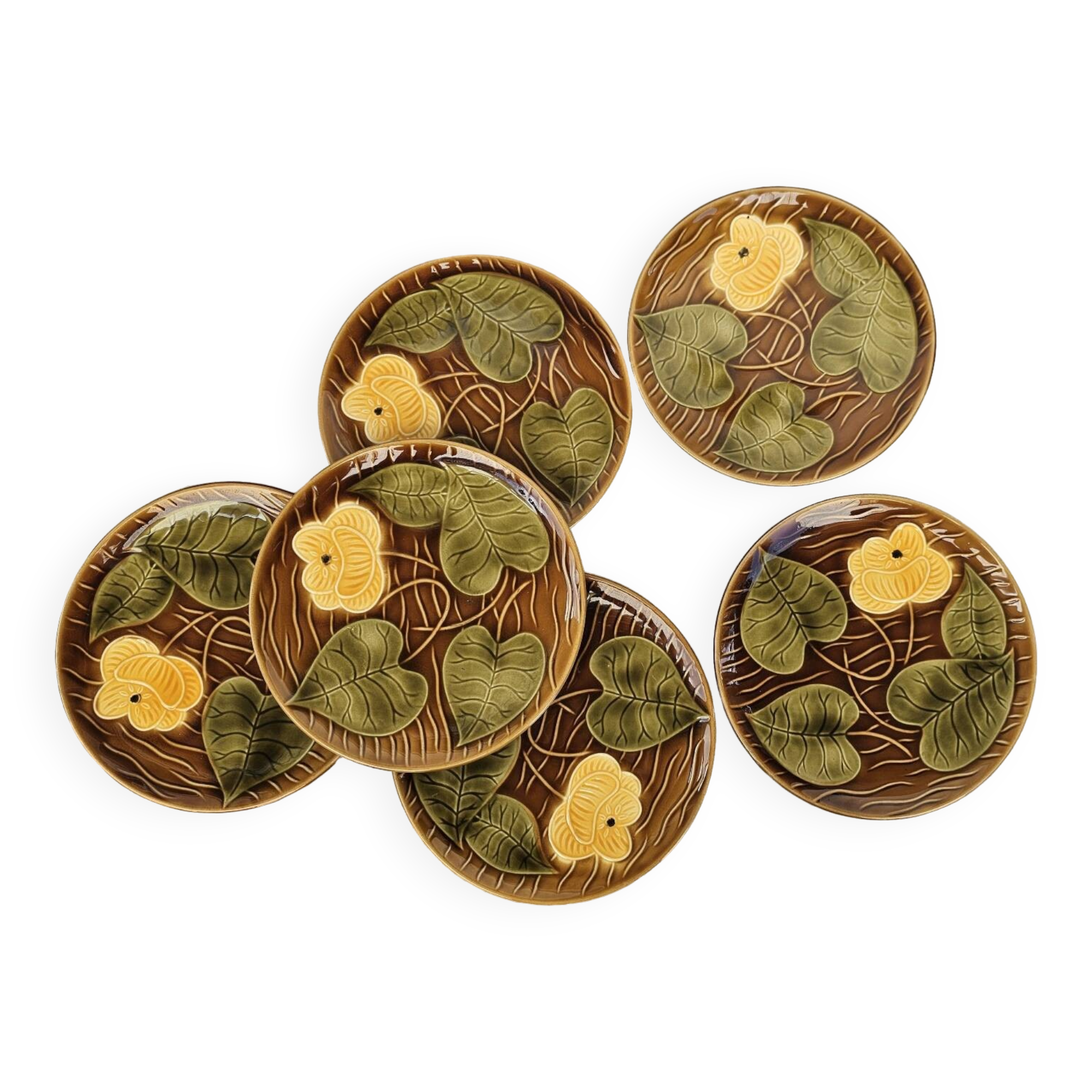 Sarreguemines barbotine dessert plates