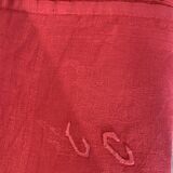 Duo set, consisting of two large pink-dyed cotton and linen towels, embroidered, TK monograms