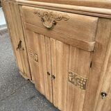 Renovated vintage art deco Parisian sideboard in solid wood and pink marble 160cm