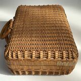 Small vintage rattan suitcase, bohemian spirit, 1960s-70s.