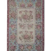 Bessarabian Kilim Rug 1870, Pink & Sky Blue Floral Wool Flatweave 176x271cm