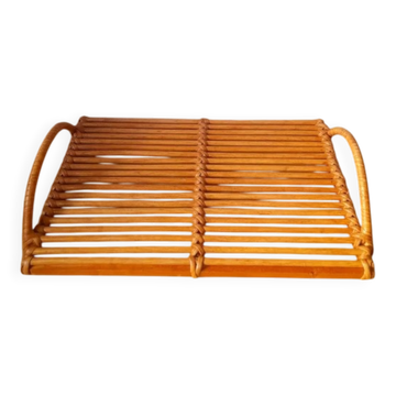 Plateau En Rotin Vintage