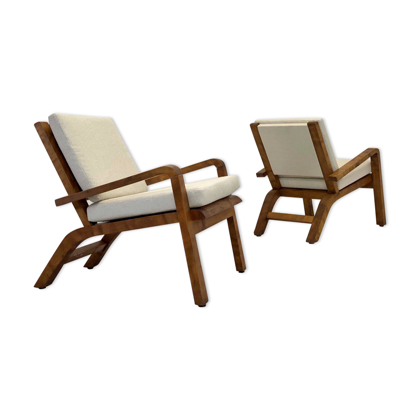 Pair of armchairs in solid lemon tree 1950