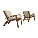 Pair of armchairs in solid lemon tree 1950