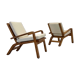Pair of armchairs in solid lemon tree 1950